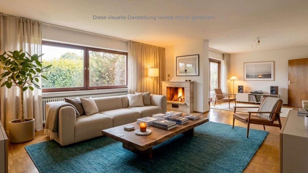 Wohnzimmer mit KI eingerichtet