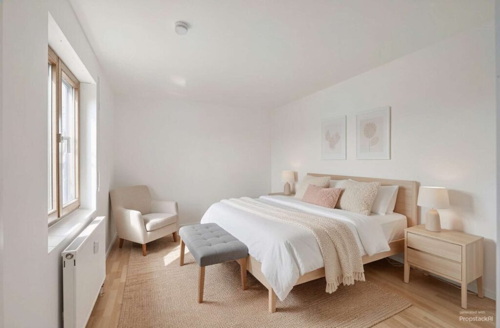Schlafzimmer - Schlafzimmer, Skandinavisch - (KI generiert)